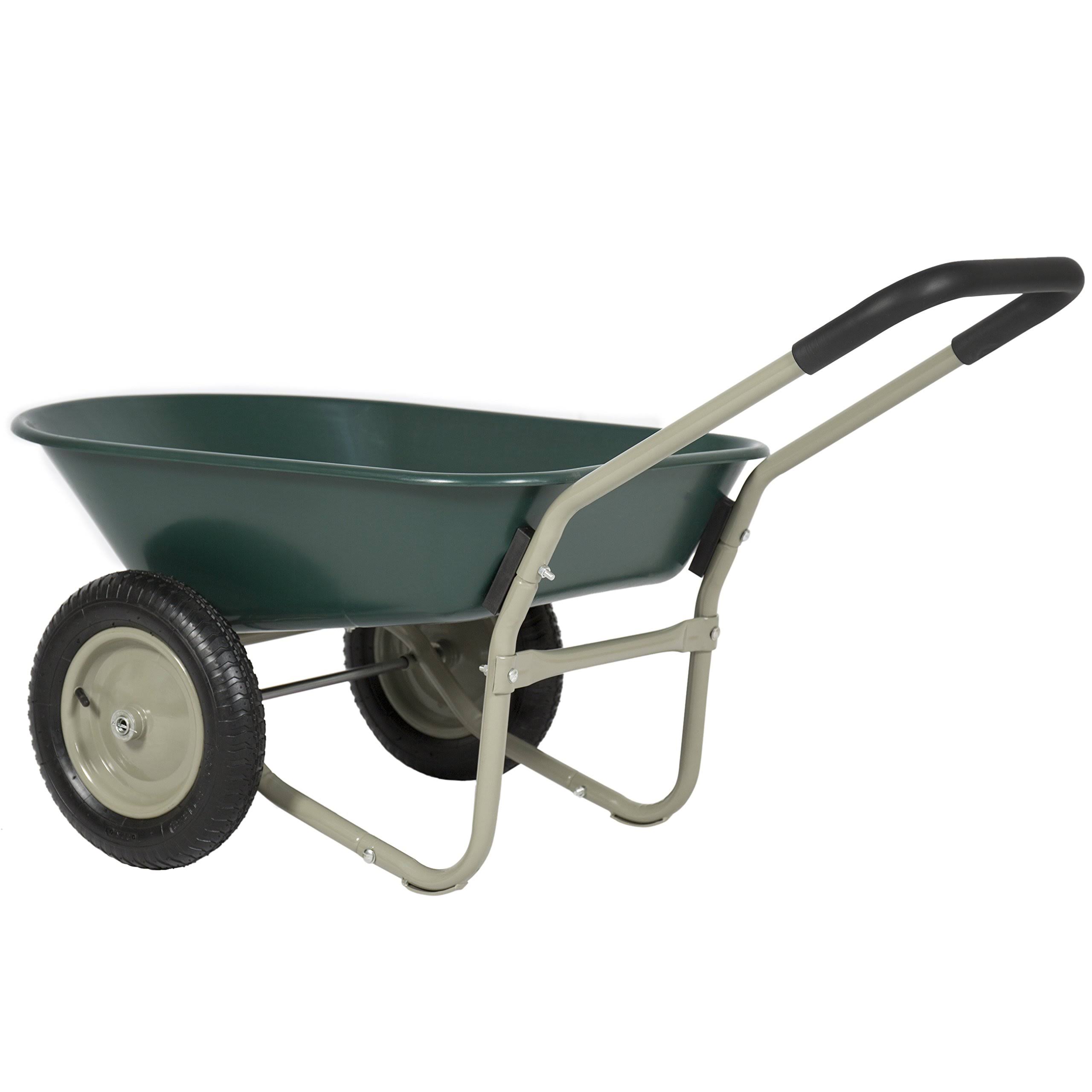 Best Choice Products Dual Wheel Home Wheelbarrow Yard Garden Cart, Green