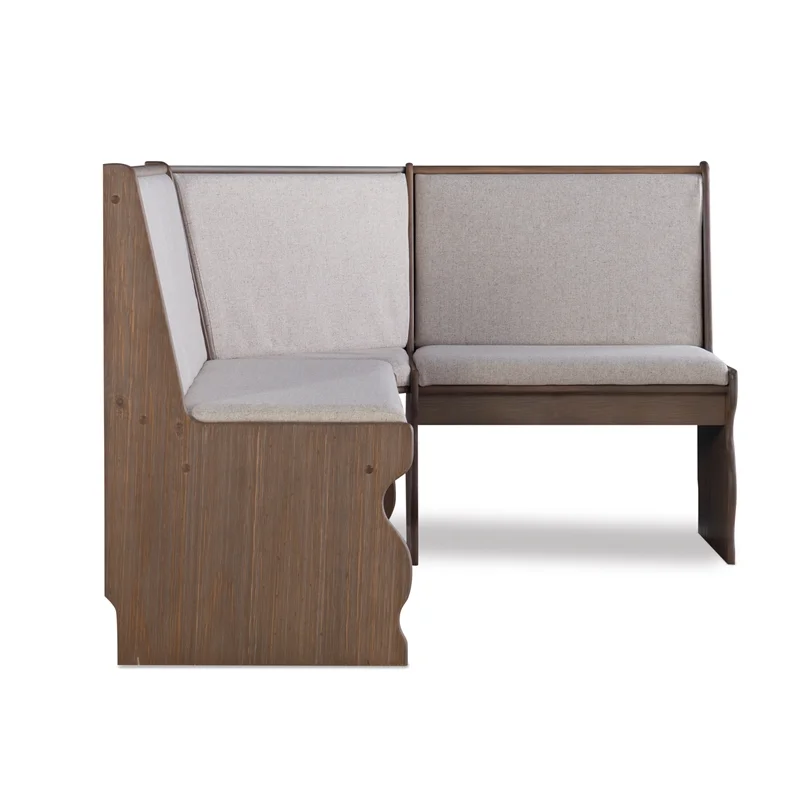 Pemberly Row Transitional Wood Corner Nook Dining Set in Brown
