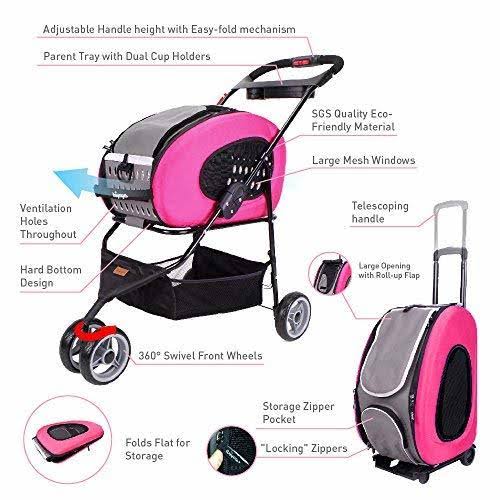 ibiyaya 5-in-1 Pet Carrier with Backpack, Pet Carrier Stroller, Shoulder Strap