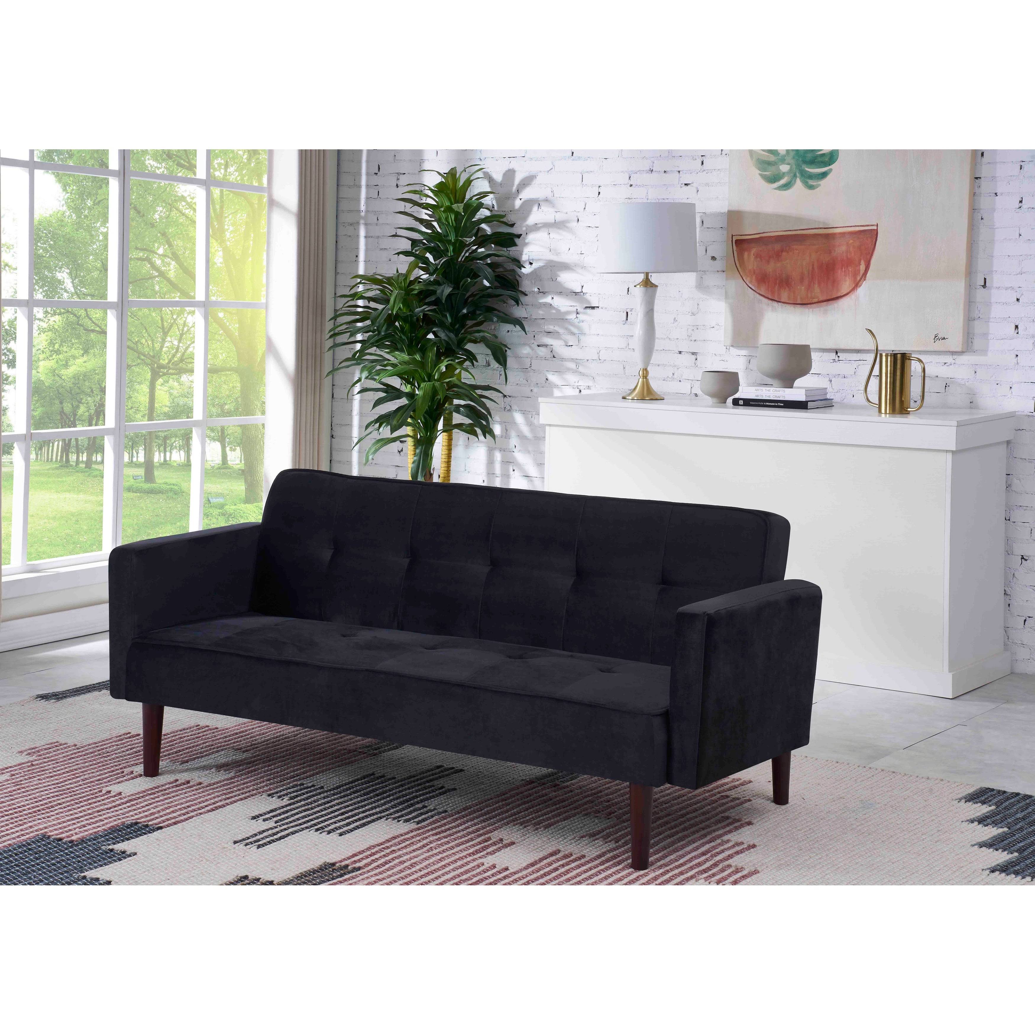 Perez Tufted Velvet Sofa Bed Sleeper - Black
