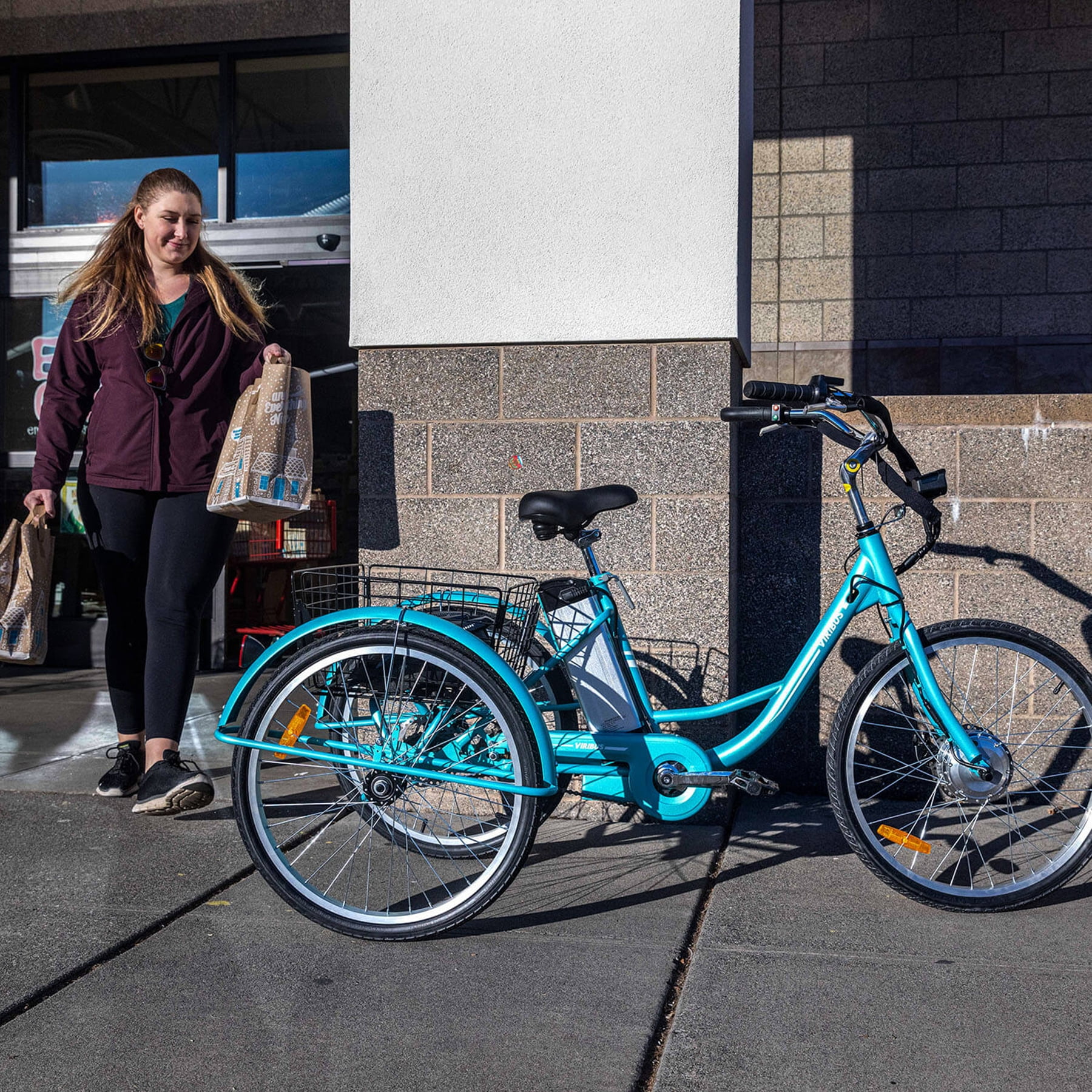 Viribus 26" Electric Tricycle 350W Cruiser Tricycle w Basket 36V 10Ah Navy for Adult Unisex