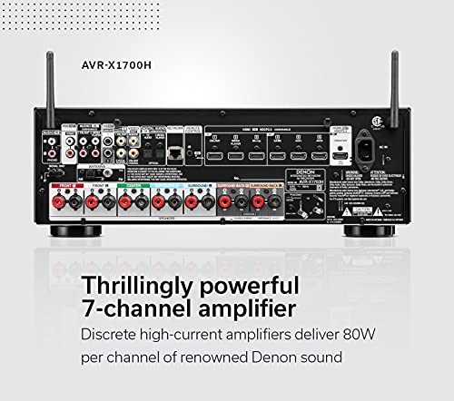 Denon AVR-X1700H 7.2ch 8K Home Theater Receiver with 3D Audio, Voice Control, and HEOS Built-in (Renewed)