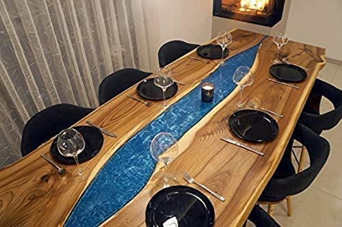 TUZECH Epoxy Table Top Fully Customized Thick Resin River Table Indoor Outdoor Wooden Dining Table Top (24x12 Inch) with 18 Inches Tall Legs