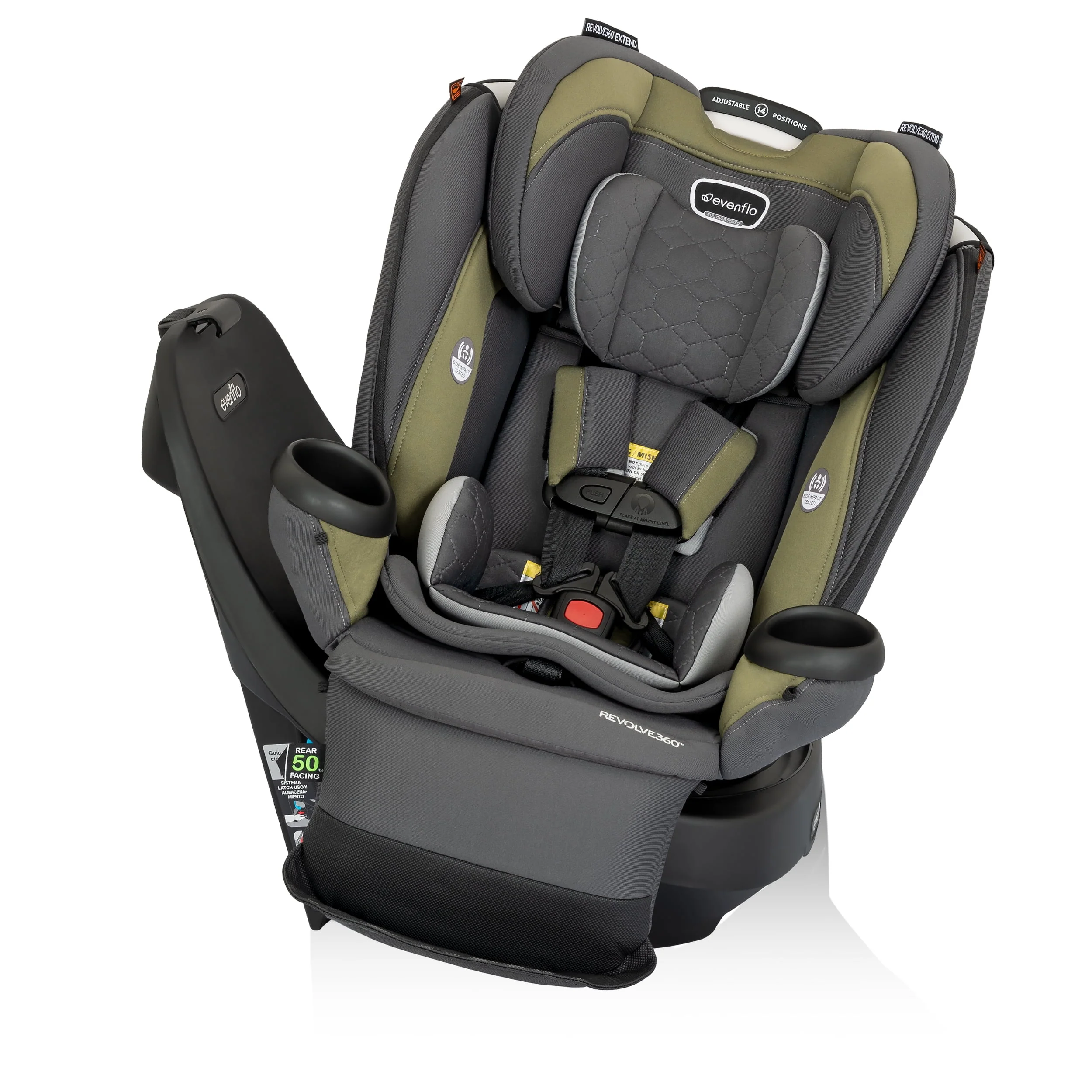 Revolve360 Extend All-in-One Rotational Car Seat with Quick Clean Cover (Revere Gray)