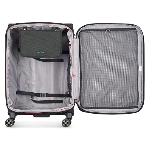 DELSEY Paris Helium DLX Softside Expandable Luggage with Spinner Wheels, Black, Carry on 20 Inch