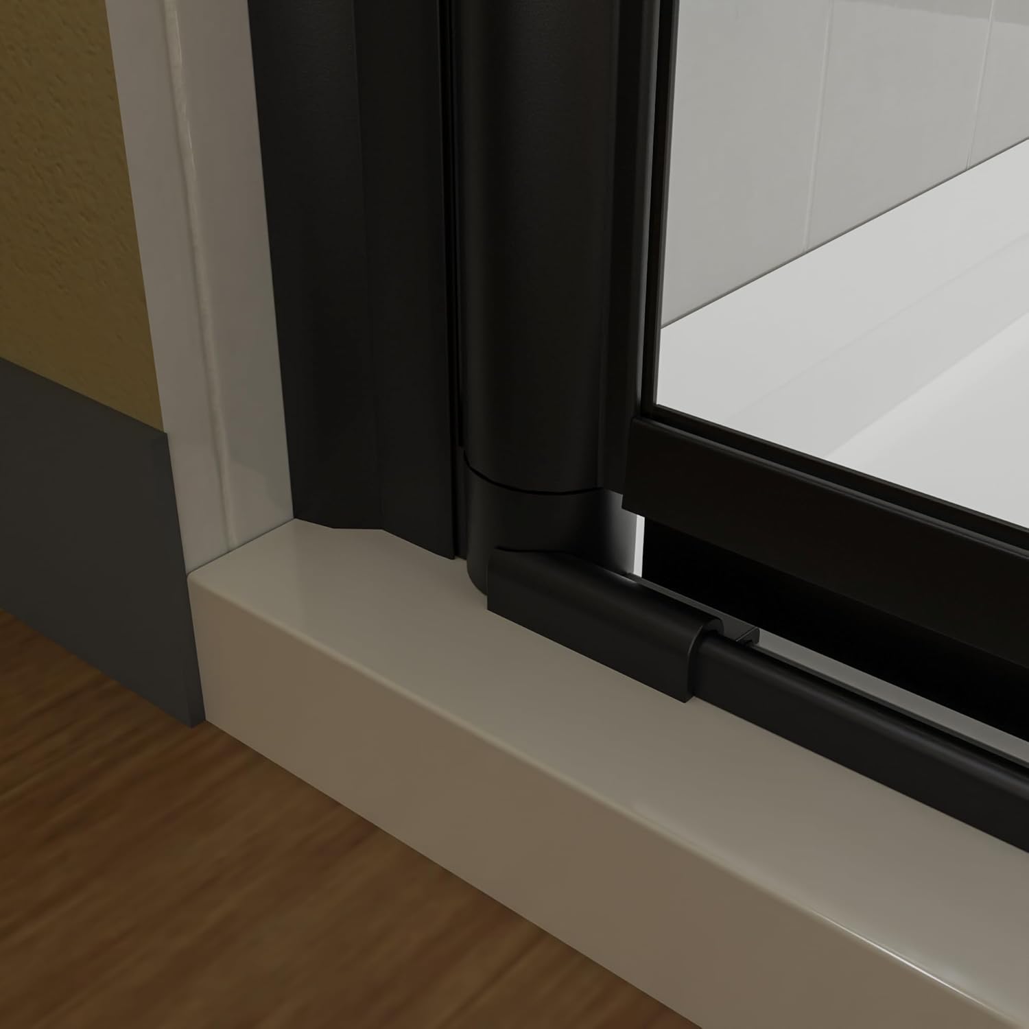 Bifold Frameless Glass Shower Door 32 in.W x 72 in.H Pivot Swing Shower Doors with 1/4 in. Clear Tempered Shower Glass Panel in Matte Black Semi-Frameless Shower Door