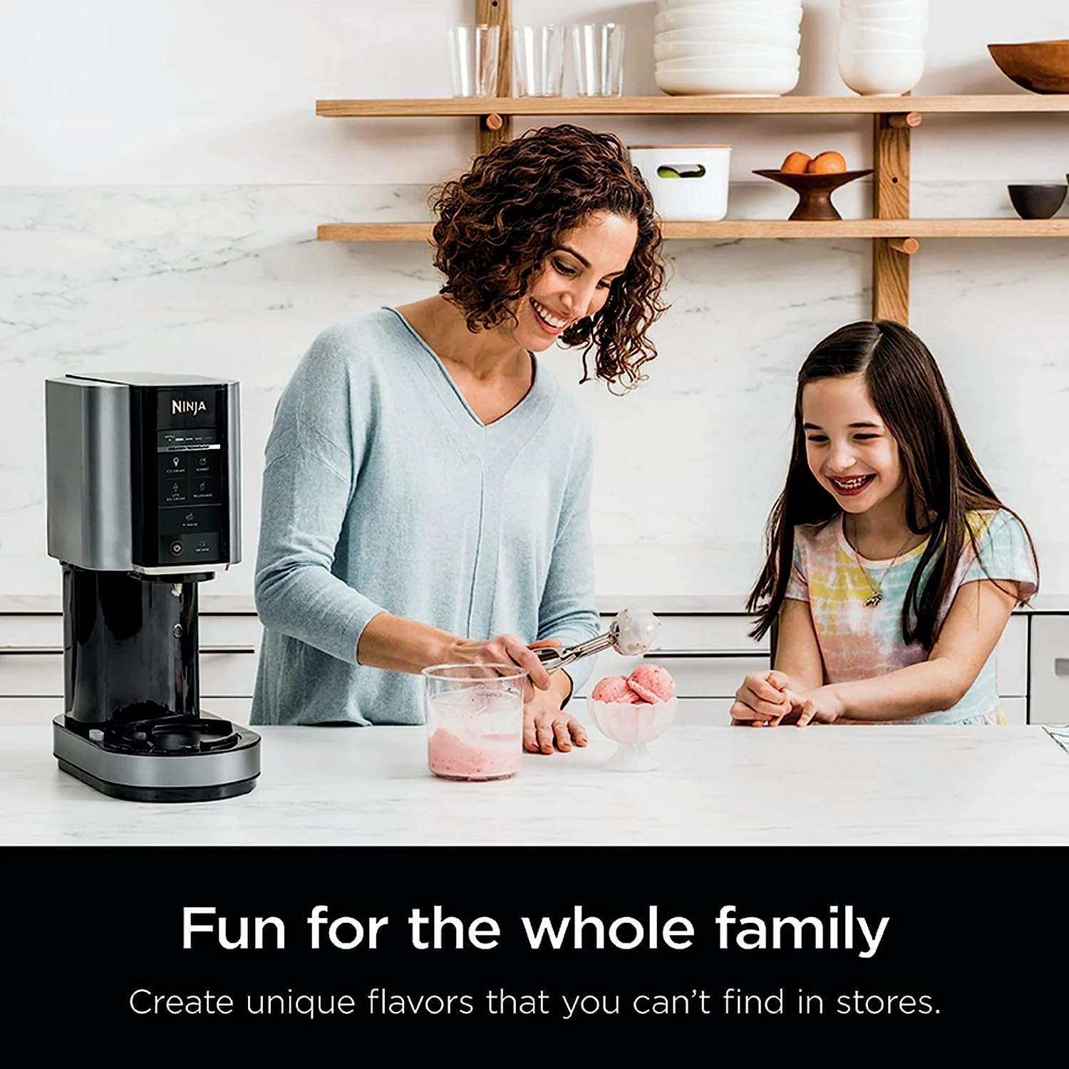 Ninja NC300 CREAMi Ice Cream Maker, for Gelato, Mix-ins, Milkshakes, Sorbet, Smoothie Bowls & More, 5 One-Touch Programs, with (2) Pint Containers & Lids, Compact Size, Perfect for Kids, Silver (Renewed)