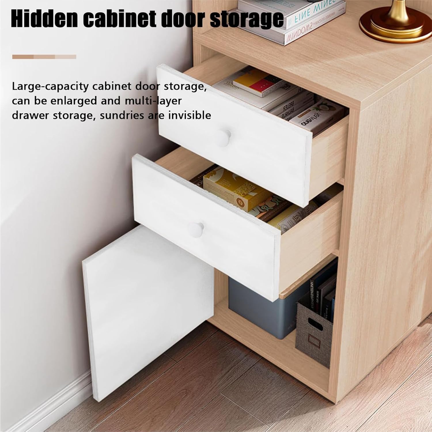 Tall Corner Cabinet, Sofa Side Floor Storage Cabinets with Barn Door Design Adjustable Shelves, Freestanding Triangle Organizer Home Space Saver Hutch for Kitchen Living Room White