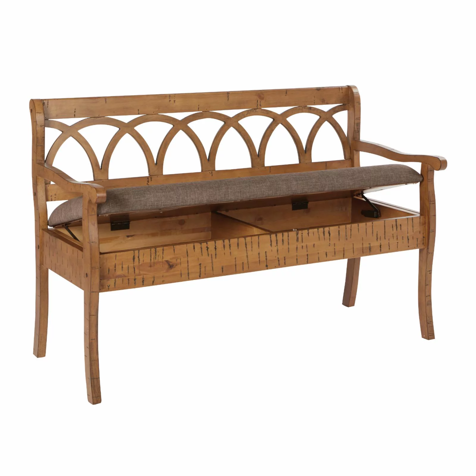 OSP Home Furnishings Coventry Storage Bench in Antique Black Frame and Beige Seat Cushion K/D