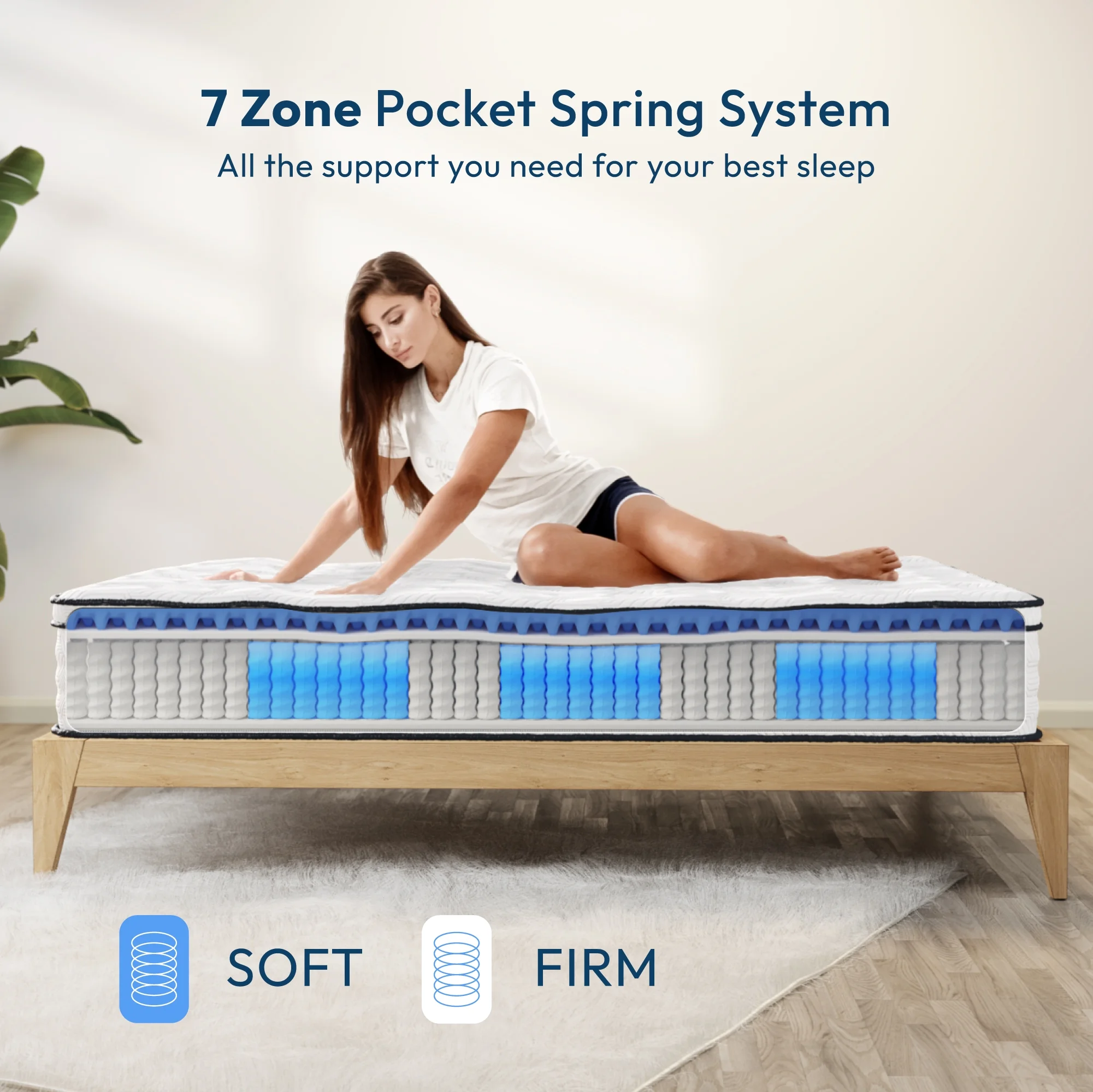 12 Full Mattress, Hybrid  Pocket Spring & Comfort Foam Mattress, Medium, CertiPUR, Mattress in a Box, Sleephome