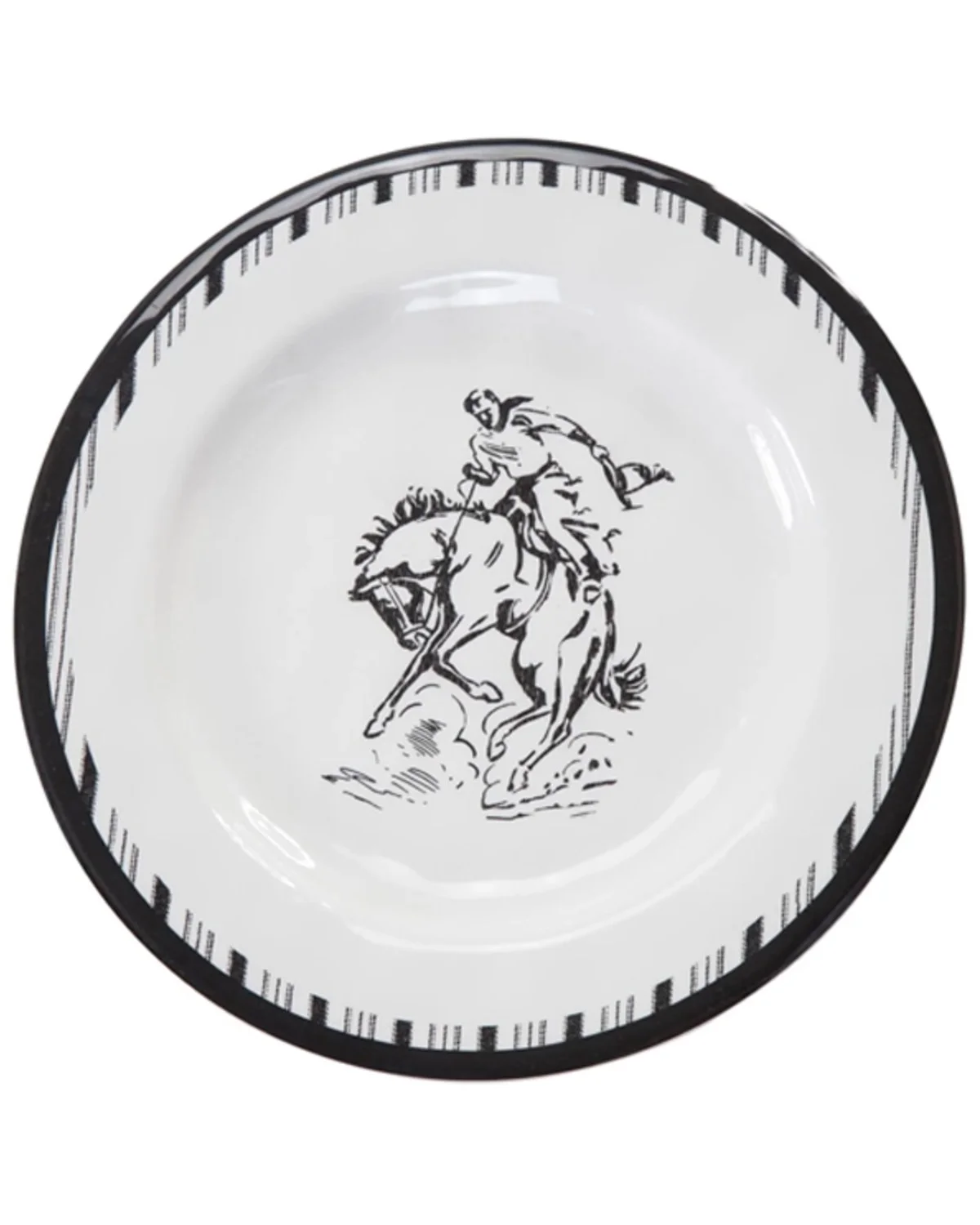 Hiend Accents Unisex 14-Piece Ranch Life Melamine Dinnerware Set Black/White One Size