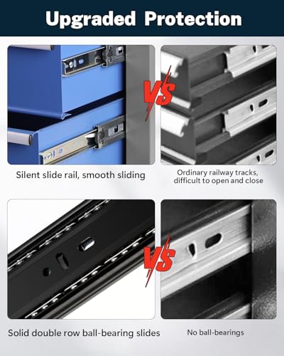 Heavy-Duty 7-Drawer Rolling Tool Chest with Wheels, Steel Tool Storage Cabinet with Lock & Liner for Workshop for Workshop/Garage - Includes 7 Organizer Boxes, Black