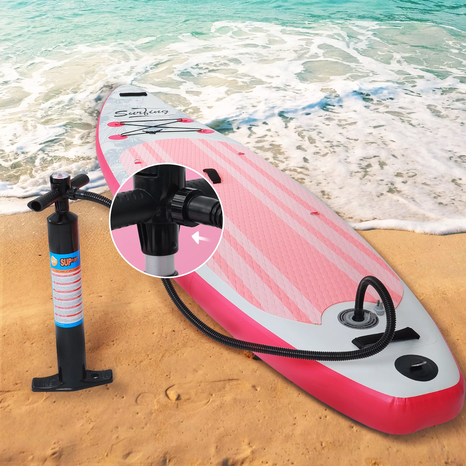 ELECWISH 11 Ft Inflatable Stand Up Paddle Board with Kayak Seat, Non-Slip Deck SUP Paddle Board with Premium Kayak and SUP Accessories & Backpack, Pink Flower