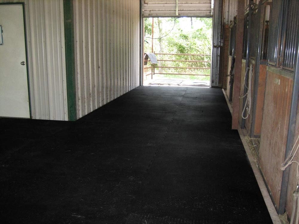 American Floor Mats - Horse/Stable Mats - Heavy Duty Stall Mats - Thick, Durable Rubber Flooring Solid Black 1/2 Thick - 3' x 4' Mat