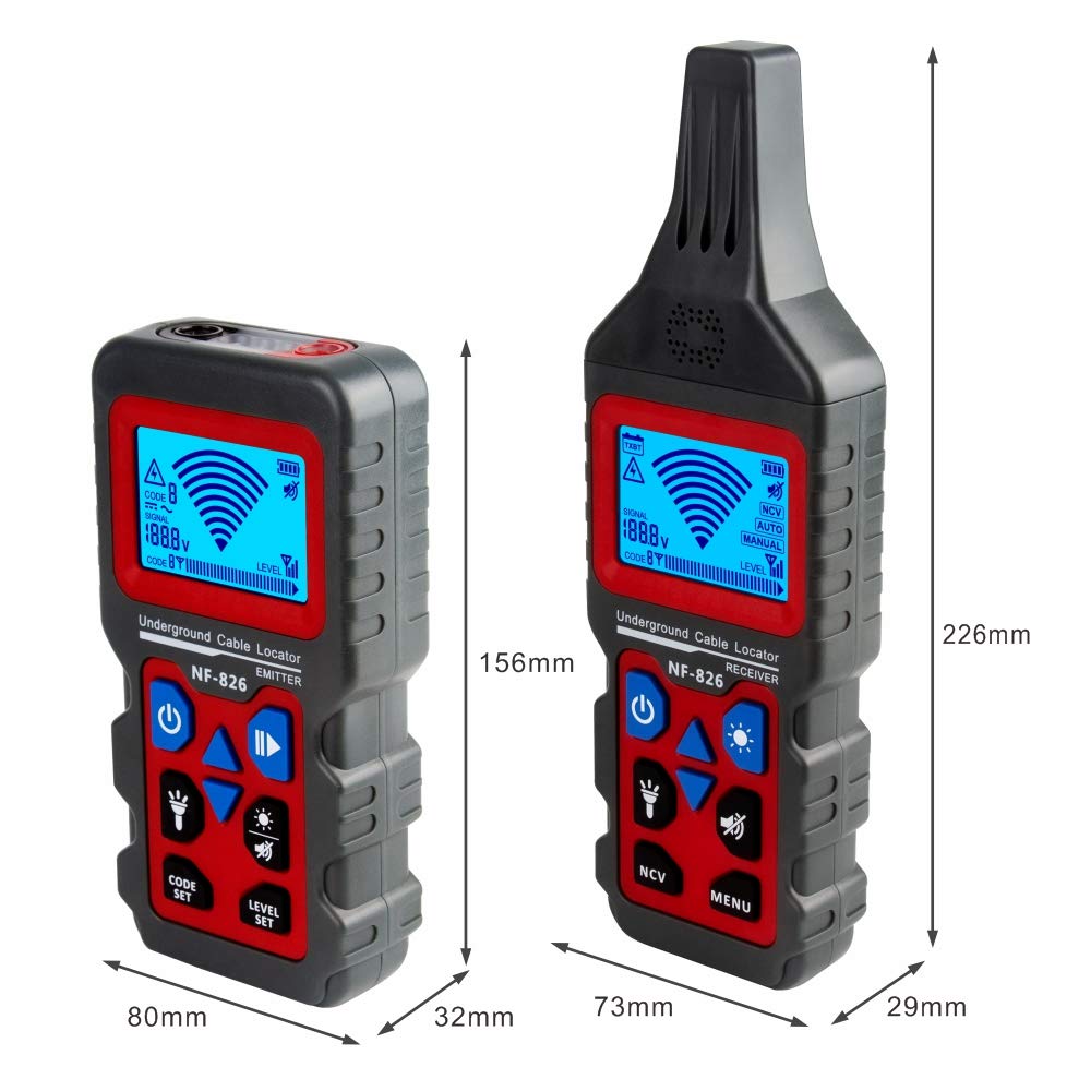 Underground Cable Tester, Wire Tester Portable Locator Wire Tracker , Detecting Wall and Underground Cables, Electrical Lines, Gas and Water Supply Pipeline Path Pack of 2