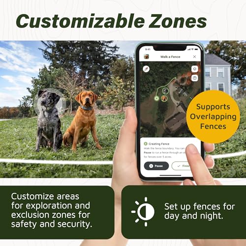 SpotOn Longer Battery Life, GPS Dog Fence, App Based Wireless Dog Fence Collar, Waterproof, Accurate & Reliable GPS Dog Fence System, Virtual Dog GPS Tracker for All Terrain Small/All Carriers