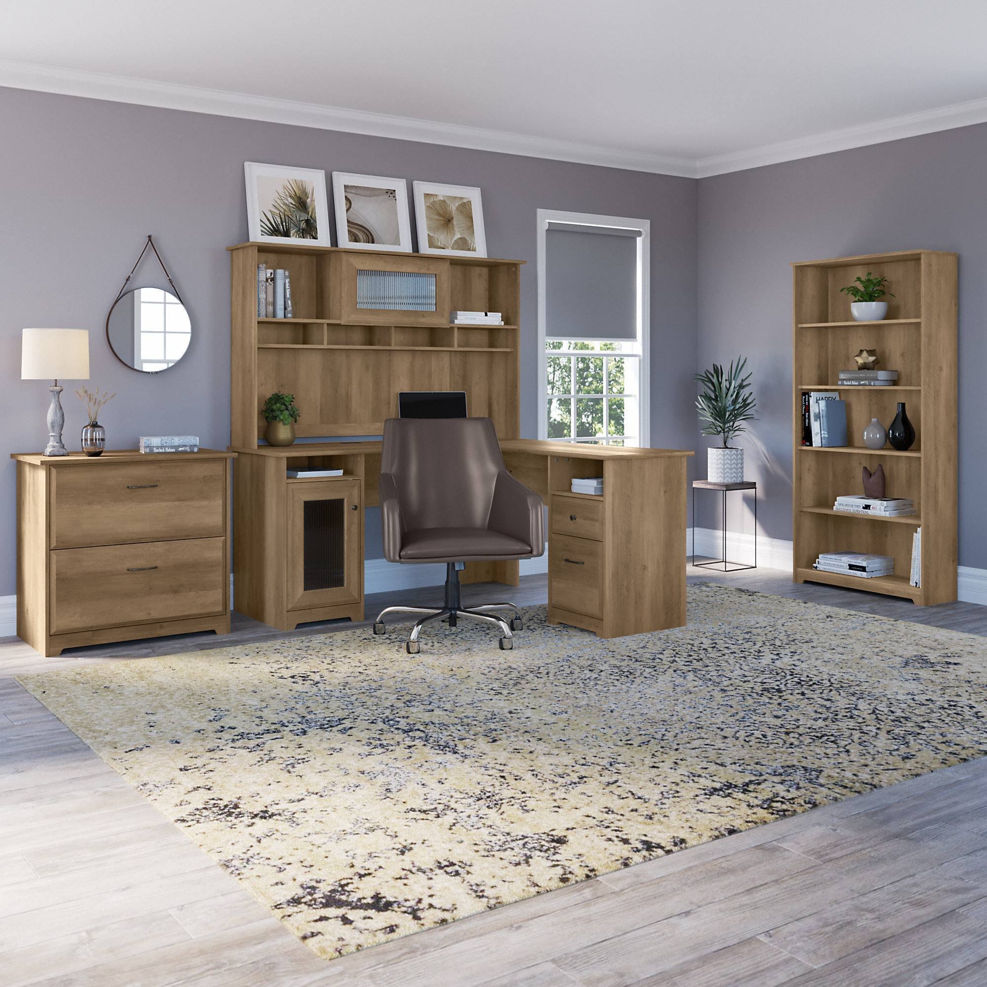 Cabot 60W Hutch Reclaimed Pine - Bush Furniture
