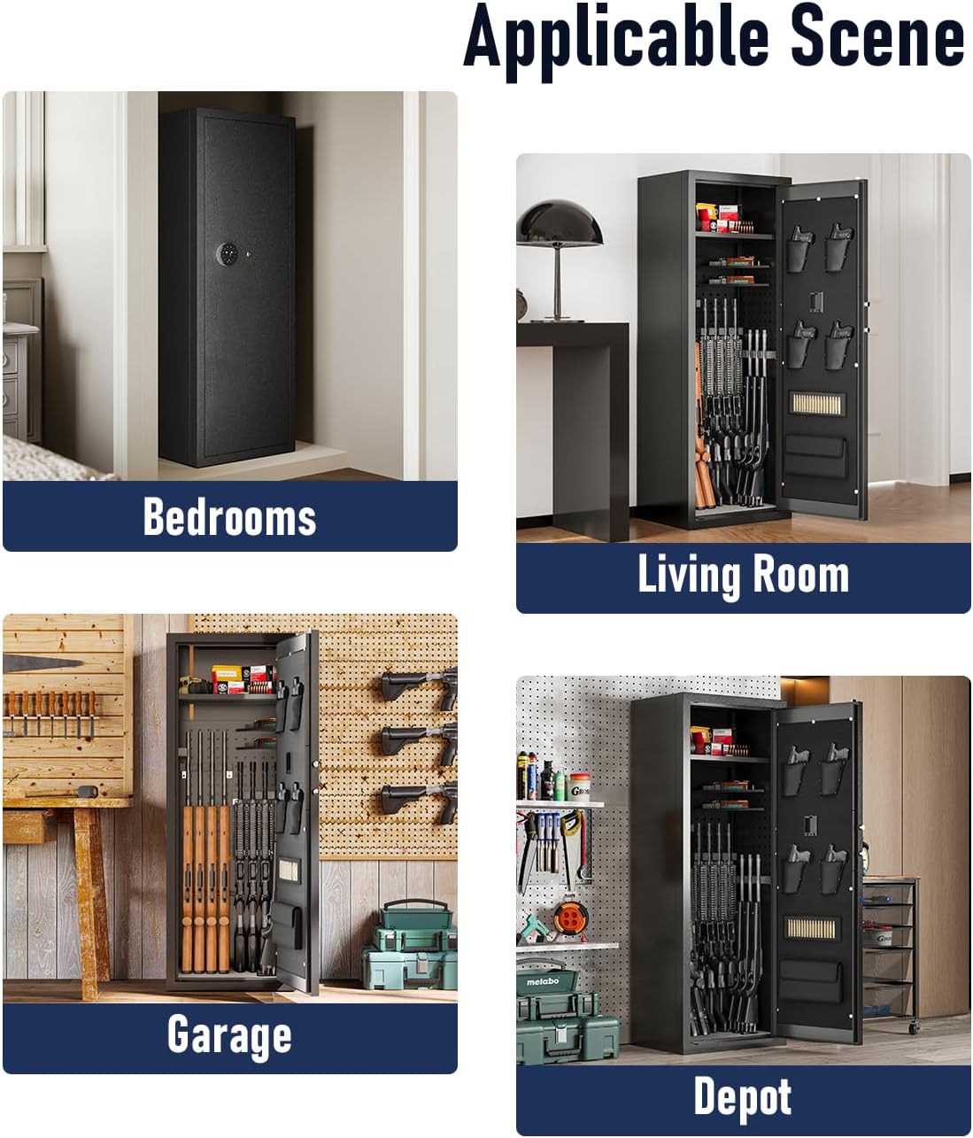 13-15 Rifle Gun Safe,Biometric Gun Safes for Home Rifles and Pistols, Large Unassembled Rifle Safe with 3 Removable Gun Racks, Digital Gun Cabinet with 4 Pistol Pocket