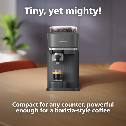 Philips Baristina Espresso Machine, Grind, Tamp & Brew Coffee Beans in One Swipe, Compact, 16 Bar Pump Pressure, Automatic Grinder, Black with Black Portafilter (BAR300/60)