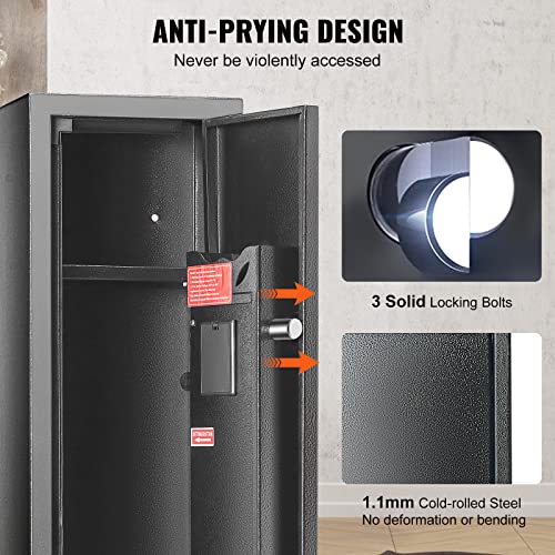 VEVOR 6-8 Rifles Gun Safe, Rifle Safe with Fingerprint & Digital Keypad Lock, Gun Storage Cabinet for Shotguns with Built-in Storage Locker, Removable Storage Shelf for Home Long Gun and Pistols