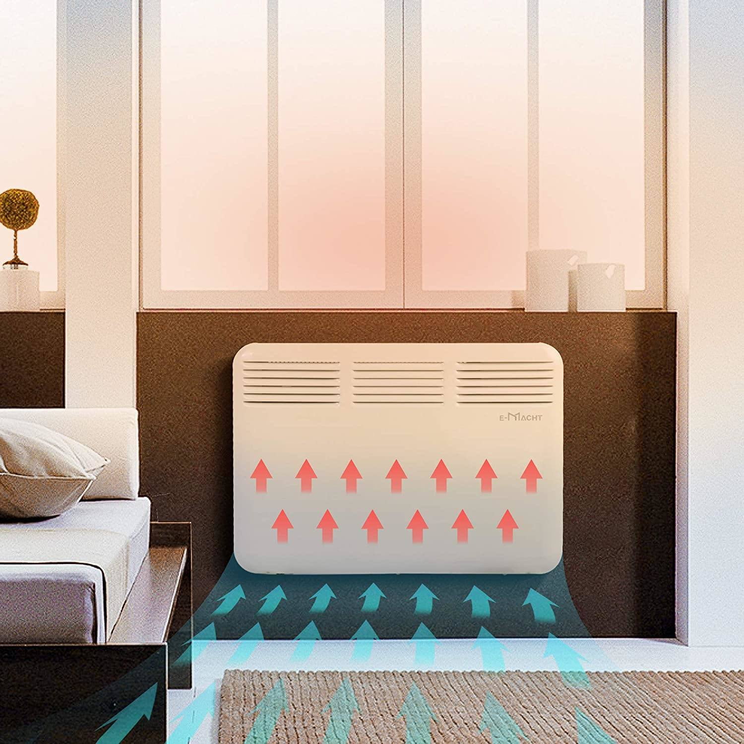 1000W Electric Radiator Space Heater, Portable Electric Heater, Full Room Quiet Panel Heater With Adjustable Thermostat, Led Display
