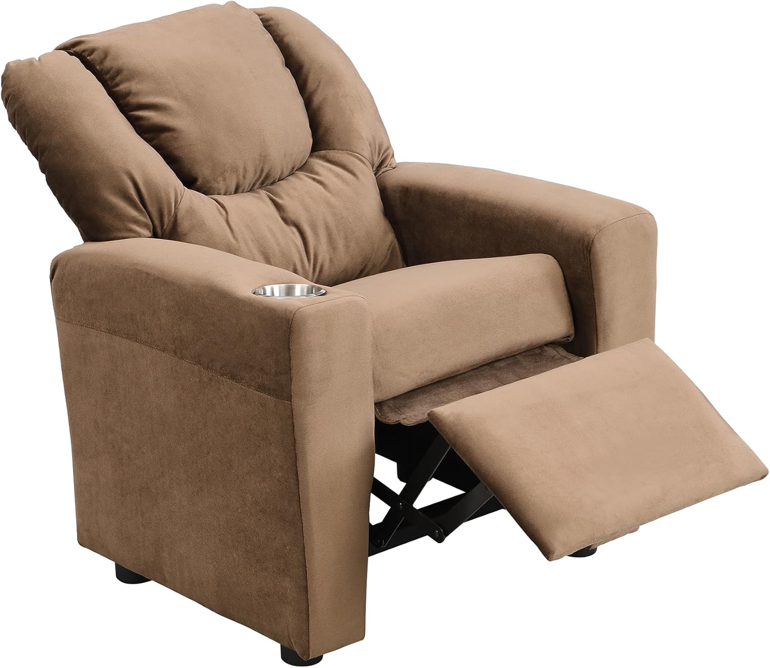 Kids Recliner Chair, Kids Upholstered Couch with One Cup Holder, Footrest, Backrest, Toddlers Velvet Recliner with Headrest and Footrest W214101804