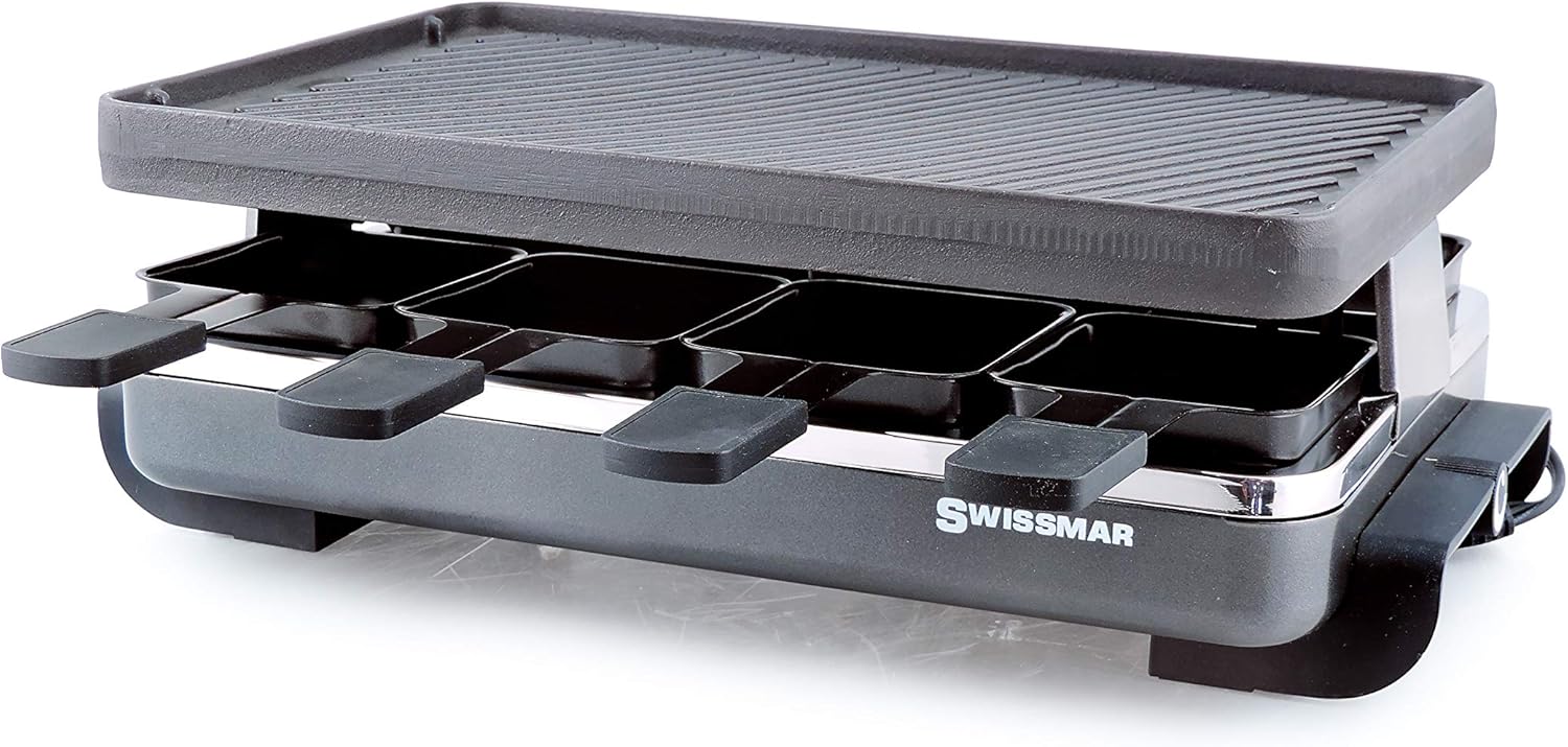 Swissmar Classic 8 Person Anthracite Raclette with Cast Aluminum Grill Plate