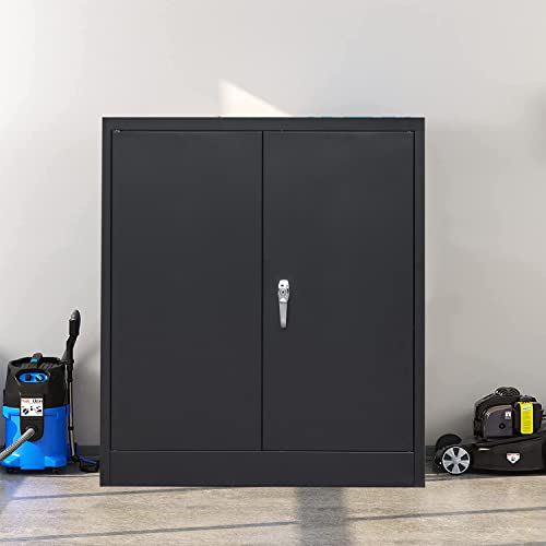 Metal Storage Cabinet, 71" H Locking Cabinet with 5 Adjustable Shelves for Garage, Classroom, School, Home, Office, Pantry-Black