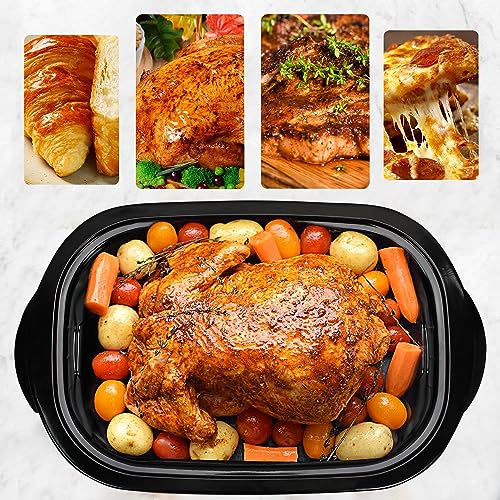 Roaster Oven with Self-Basting Lid, Large Electric Turkey Roaster Oven with Defrost & Warm Function, Adjustable Temperature, Removable Pan & Rack, Stainless Steel