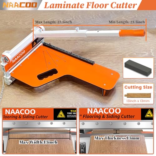 Heavy Duty Laminate/Vinyl Floor Cutter, NAACOO 13” Vinyl Plank Cutter with Wheel – Just 1 Step Meet Angle&Length Cutting, Flooring Tools - Cuts Laminate Floor, Engineer Wood, LVP/T, VCT, SPC, WPC