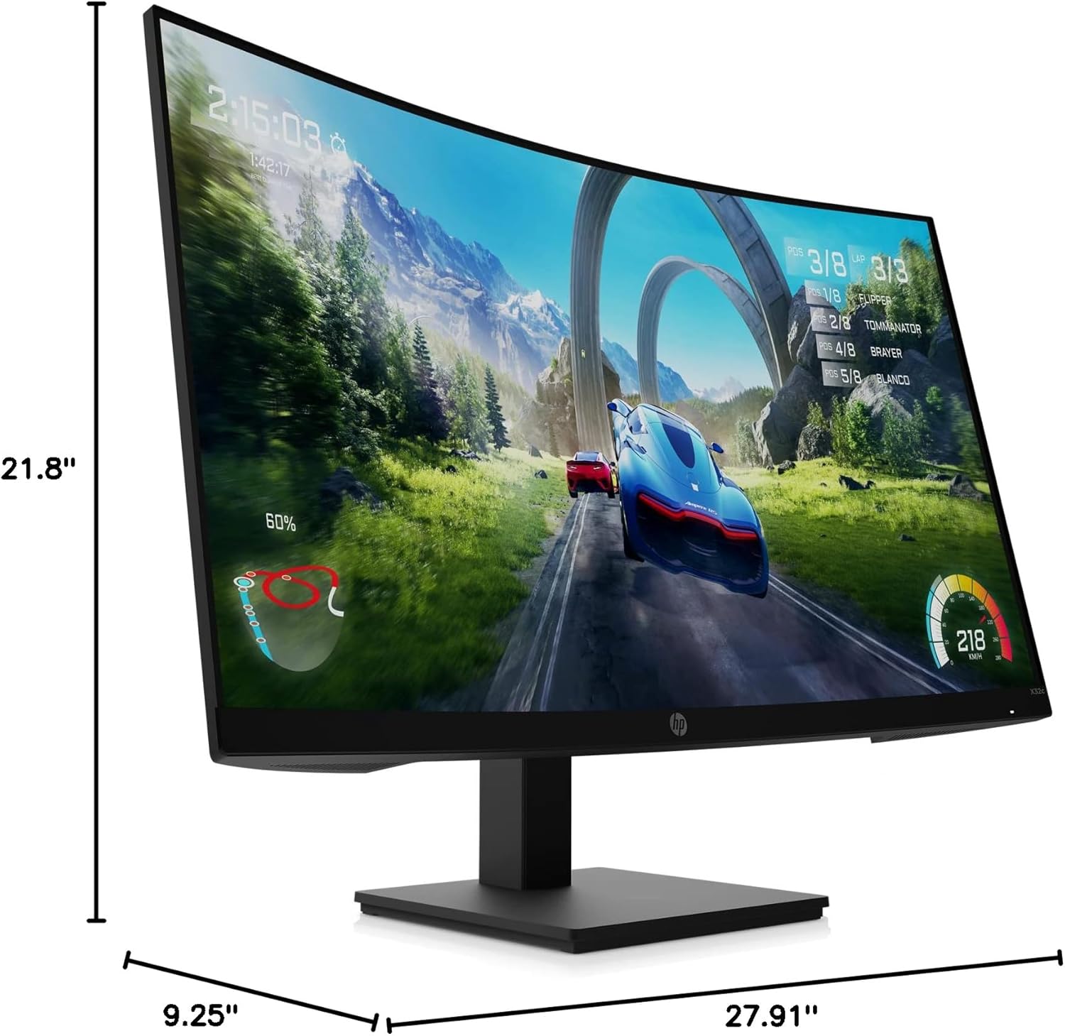 HP 32-inch Curved Gaming Monitor VA HA FHD 1ms 165hz Display, EyeSafe, TÜV certified (X32c, Black)