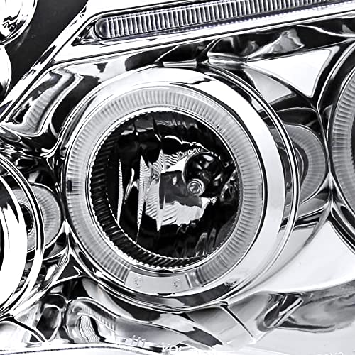 SPEC-D TUNING LED Halo Chrome Housing Clear Lens Projector Headlights Lamps Compatible with 2005-2011 Toyota Tacoma, Left + Right Pair Headlamps Assembly