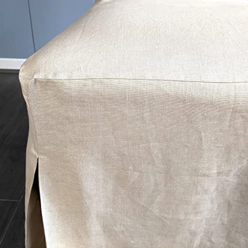 100% European Linen Cotton, Compatible with IKEA Henriksdal Floor Length Dining Chair Cover, Solid Beige - Set of 4