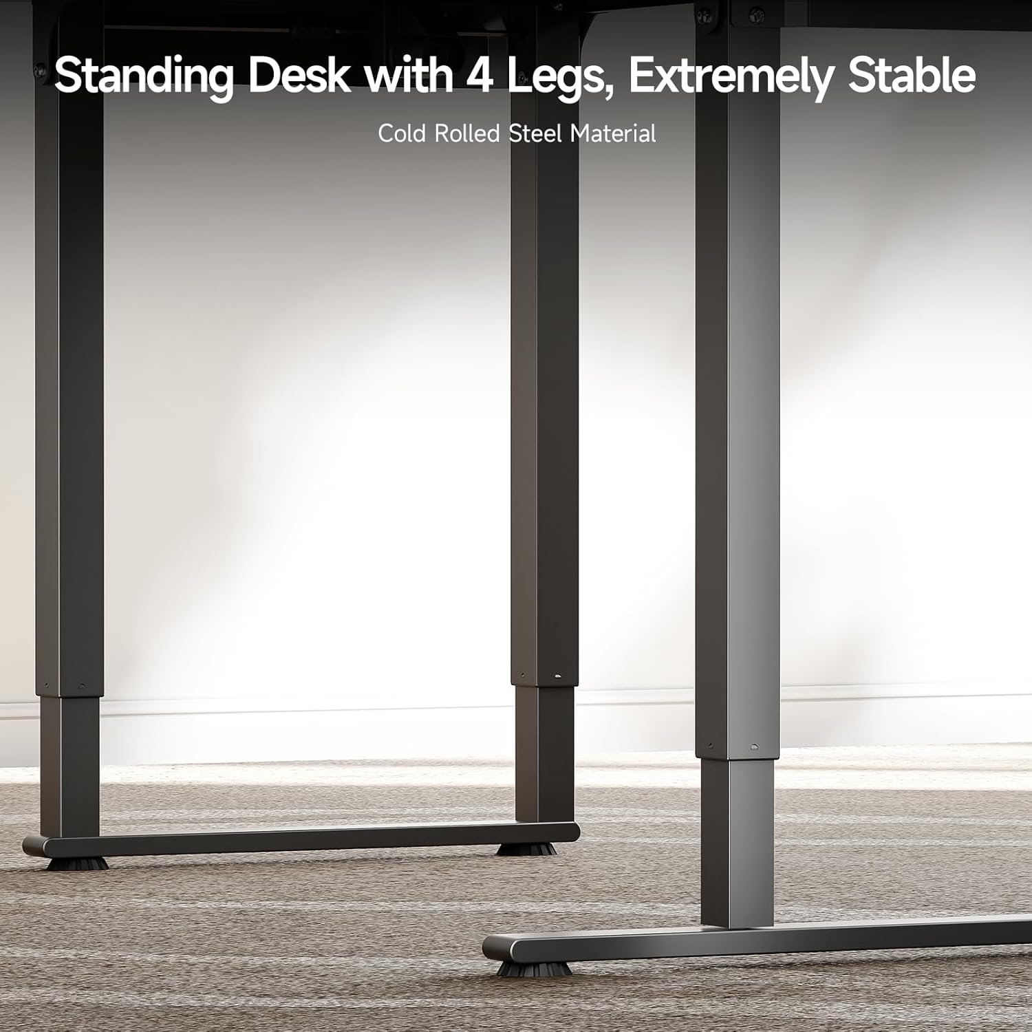 Standing Desk, 63x43 Inches L Shaped Desk with 4 Legs, Dual Motor and Memory Controller, Electric Stand Up Desk Adjustable Height from 28-46 Inches for Computer Workstation Black