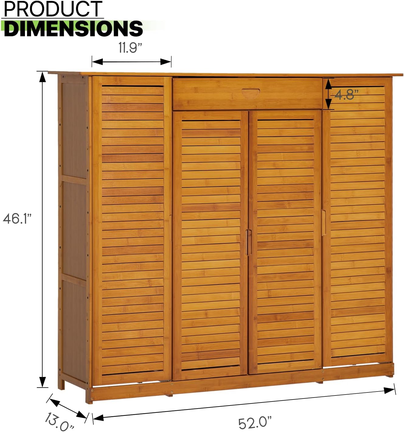 Magshion Bamboo 7-Tier Shoe Organizer with Drawer, Blind Door, Boots & Heels Holder, Entryway Freestanding Shoe Cabinet Organizer Storage Rack for Hallway Entryway (Brown)