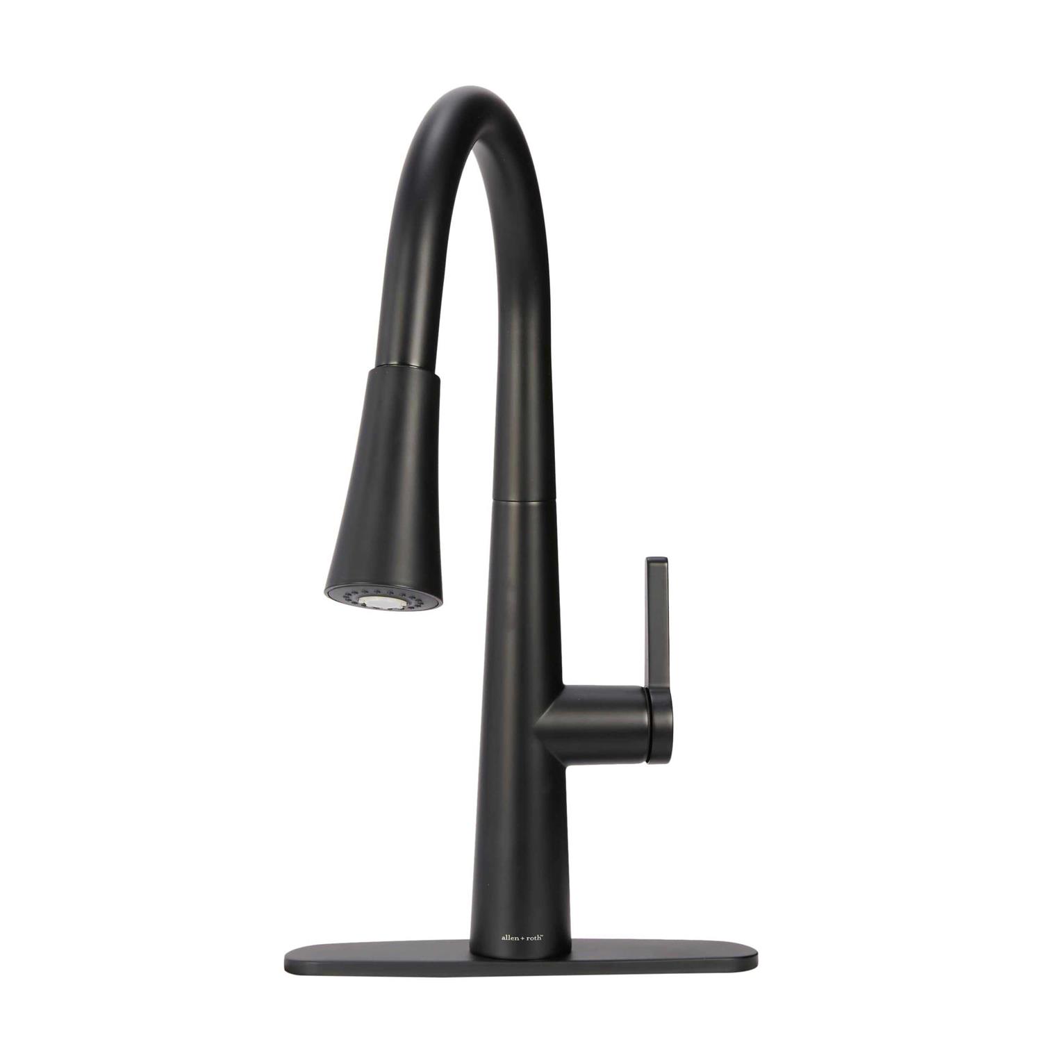 Allen + Roth Bryton Matte Black 1-Handle Deck-Mount Pull-Down Handle Kitchen Faucet 21-K131HMB-AR - Shop Hardware Tools Online Store