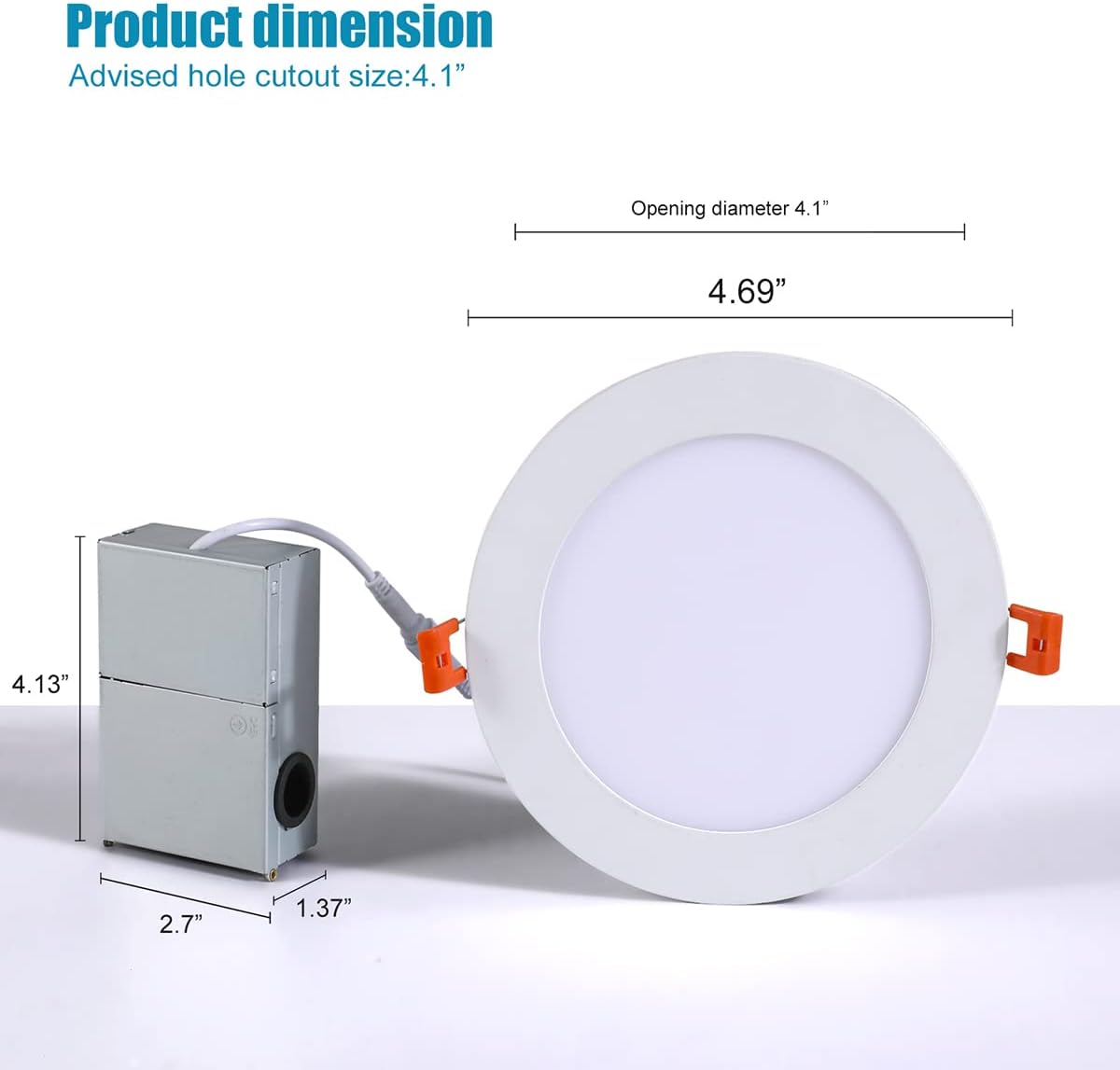 1Pack Recessed Lighting 4inch 9W 5000K LED Ceiling Light Can-Killer Downlight with Junction Box,Recessed Light Fixtures Energy Star