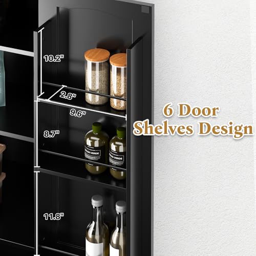 HollyHOME 72" Kitchen Pantry Cabinet, Storage Cabinet with 4 Doors and 1 Drawer, Freestanding Cupboard with Adjustable Shelves and 6 Door Shelves for Kitchen, Dining Room, Living Room, White
