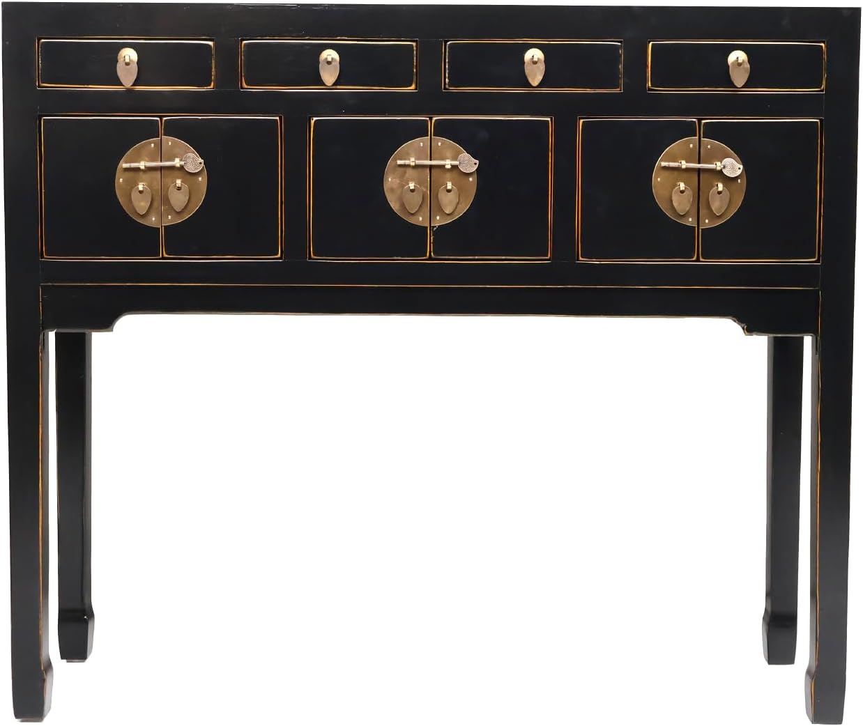 Chinese Console Table Lady Chest in Black Lacquer