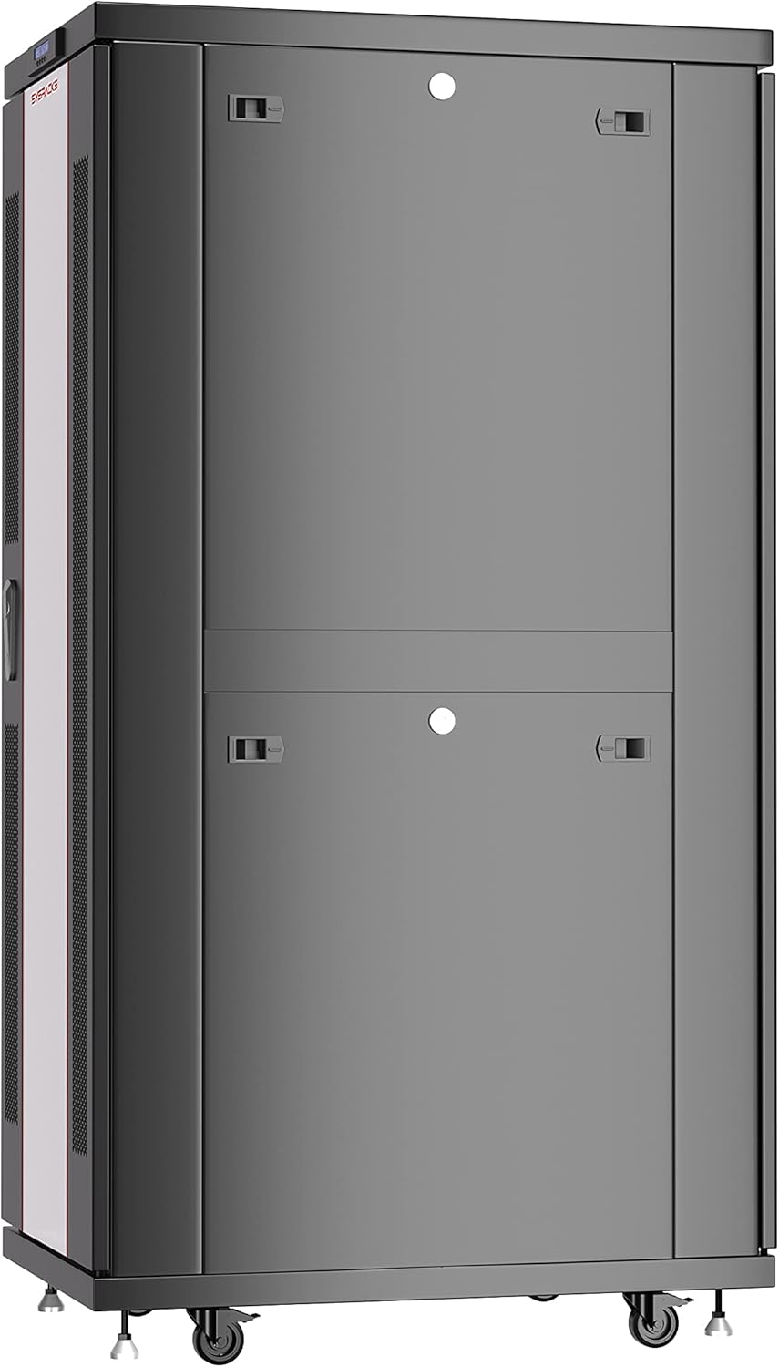 Sysracks Server Rack 42U Network Enclosure 39 inch Deep Data Cabinet on Wheels - Fully Locking Network Rack - Thermostat - LCD Screen - Power Strip