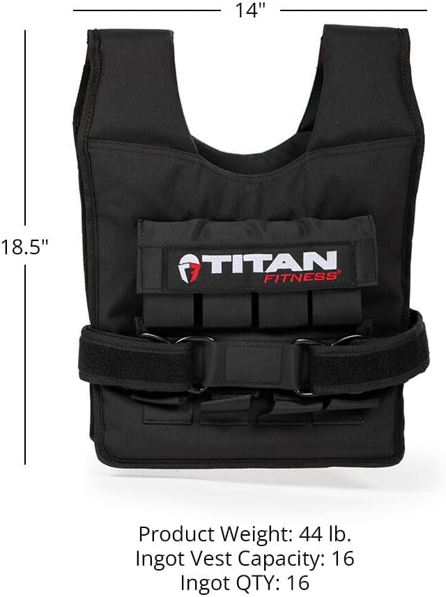 Titan Fitness Elite Series 40 LB Adjustable Weight Vest, (16) 2.5 LB Solid Cast Iron Weights, Body Weight Vests for Training Workout, Jogging, Cardio, Walking, Weighted Workout Equipment
