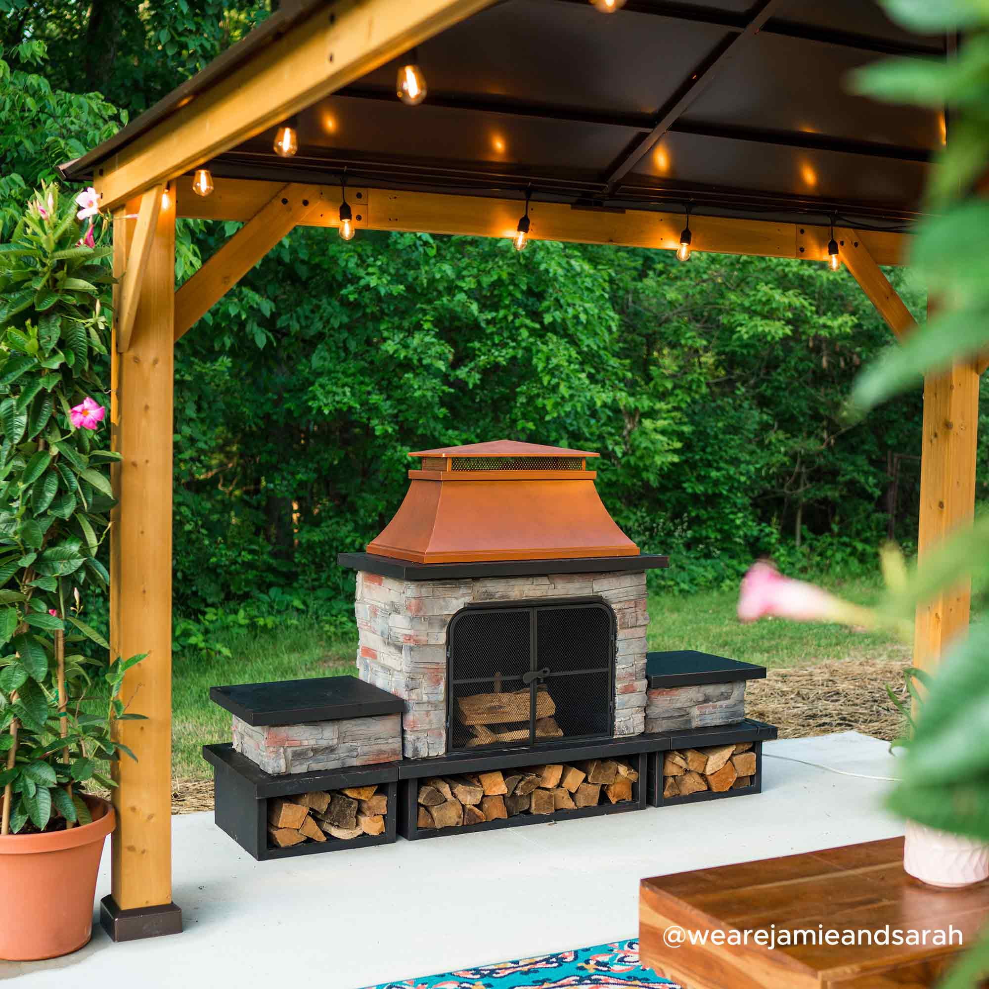 Sunjoy Emilio Wood Burning Fireplace - Copper