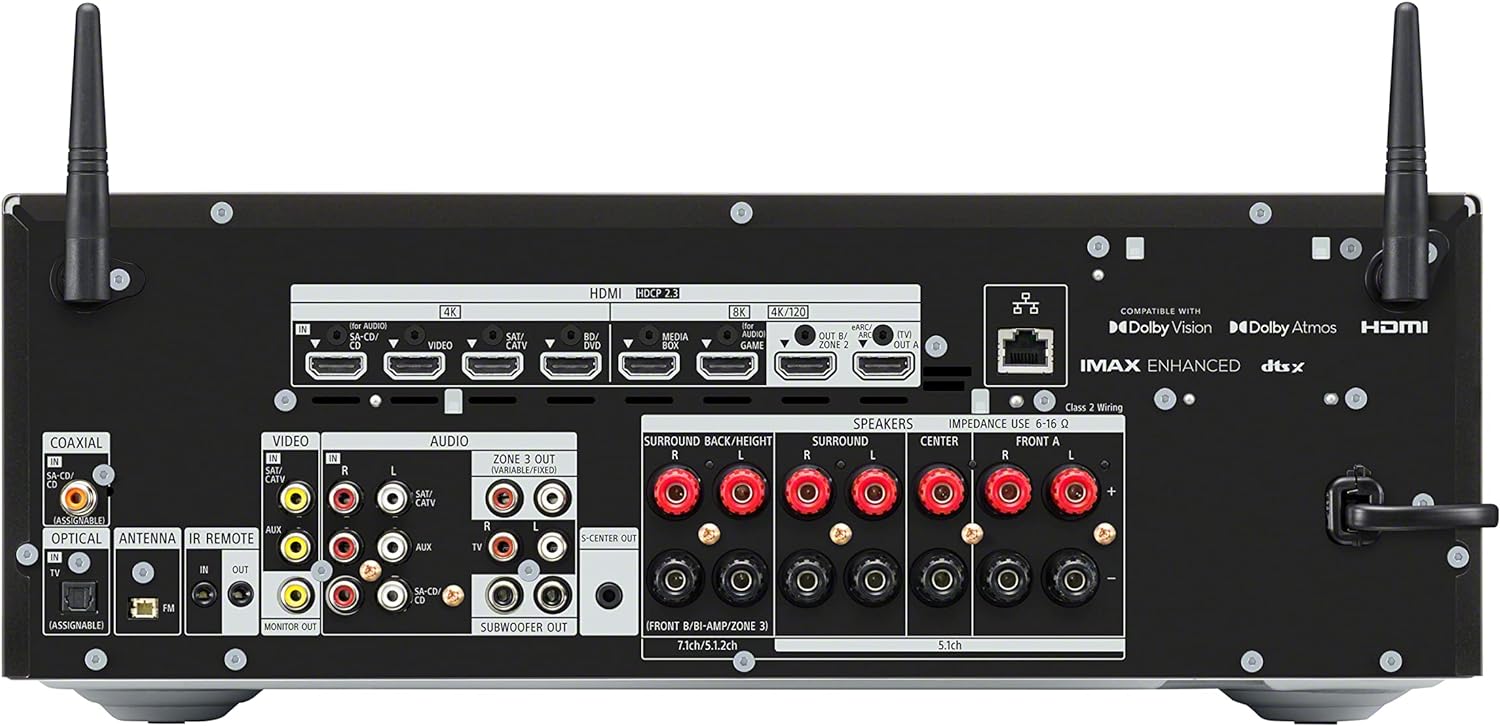 Sony STR-AN1000 7.2 CH Surround Sound Home Theater 8K A/V Receiver: Dolby Atmos, DTS:X, Digital Cinema Auto Calibration IX, Bluetooth, WiFi, Google Chromecast, Spotify connect, Apple AirPlay, HDMI 2.1