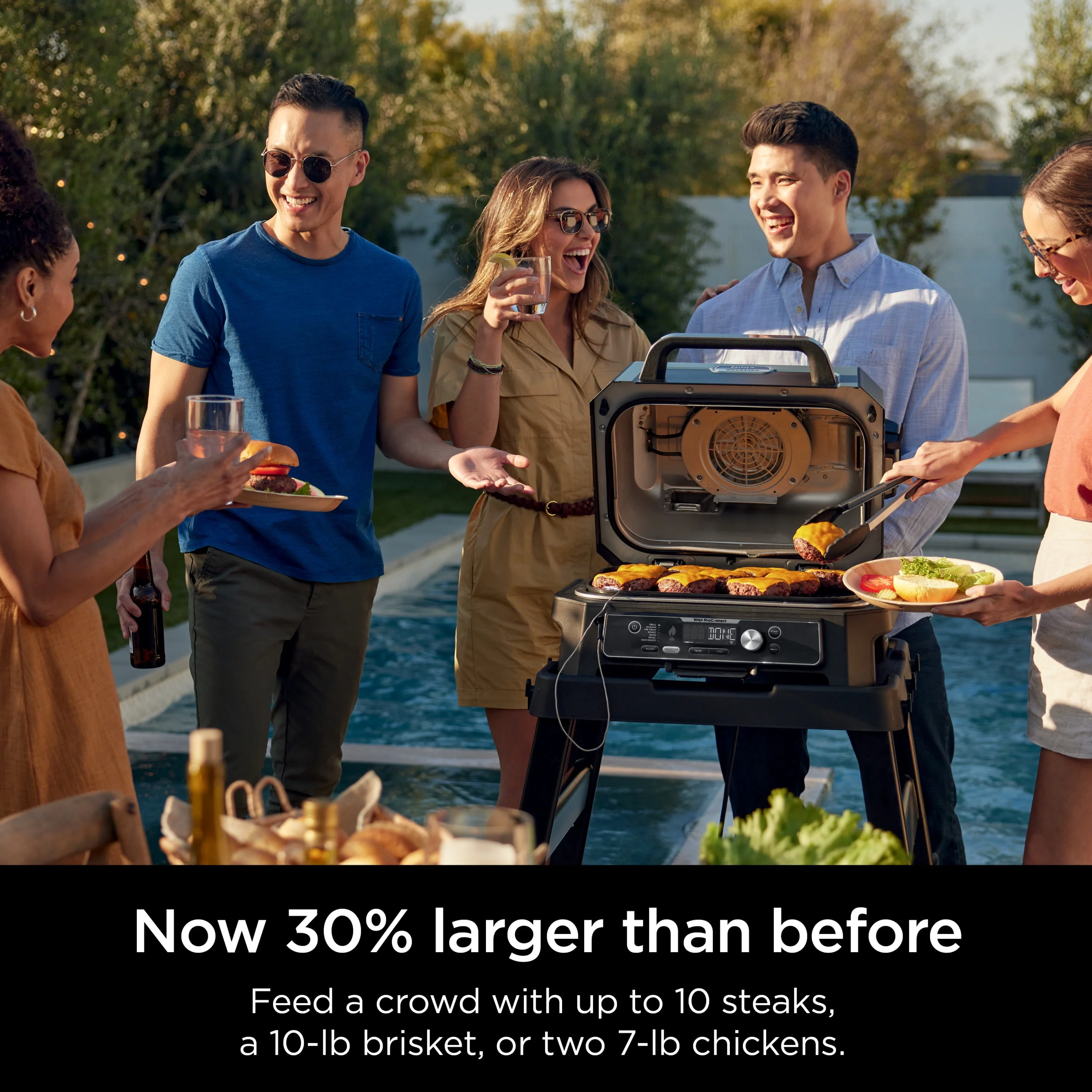 Ninja Woodfire ProConnect XL Outdoor 7-in-1 Grill & Smoker, App Enabled, Outdoor Air Fryer, Woodfire Technology, OG900