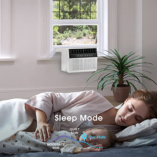 R.W. FLAME U-Shaped Window Air Conditioner with Full Window View, Ultra Quiet AC Unit, Remote Control, Cools up to 450 Sq. Ft. Living Room/Bedroom/Home,Energy Efficient,Washable Filter