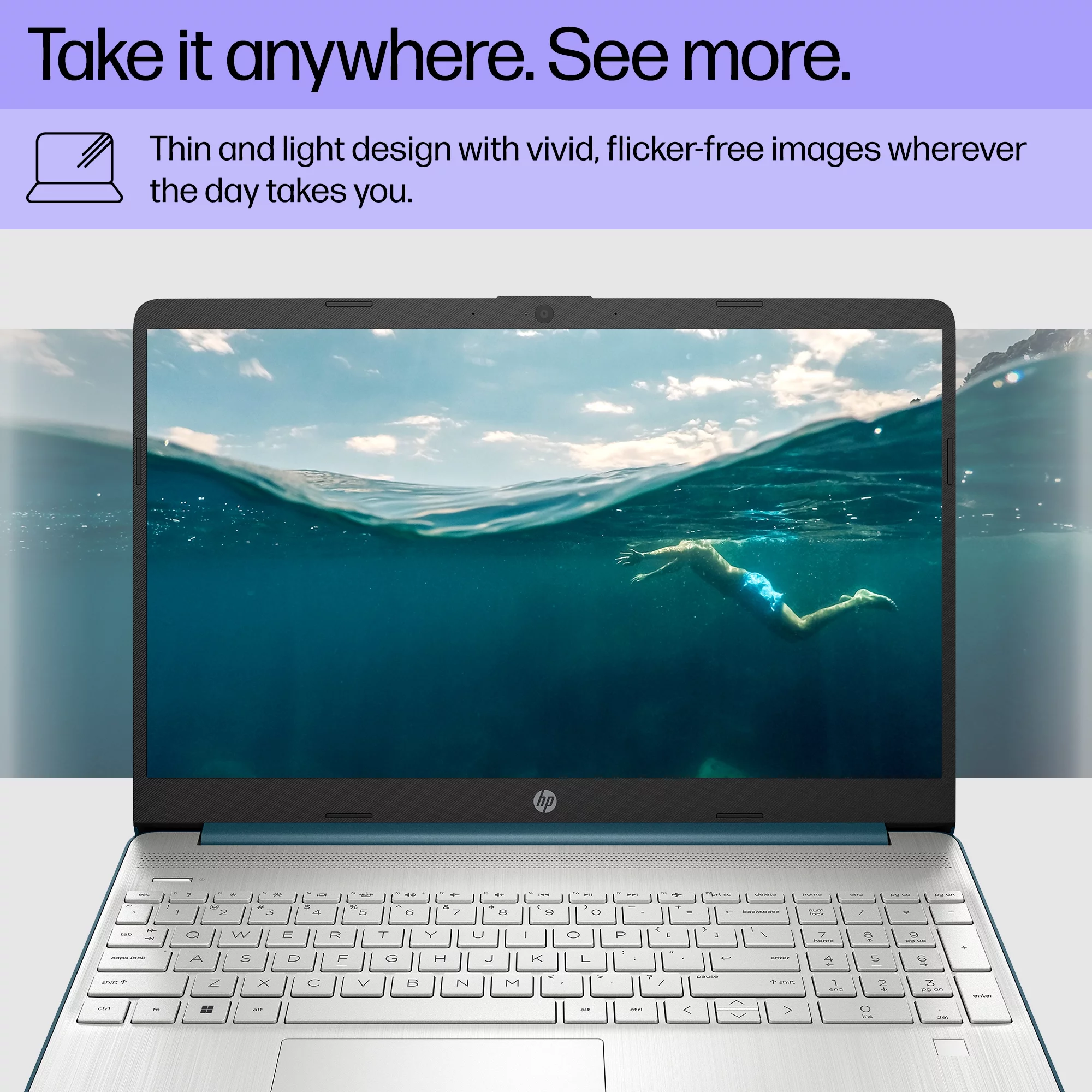 HP 15.6" FHD Laptop, Intel Core i7-1165G7, 16GB RAM, 512GB SSD, Spruce Blue, Windows 11 Home, 15-dy2762wm