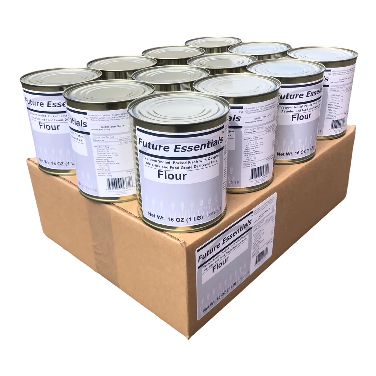 (12 Cans) Future Essentials Freeze Dried Food For Emergency and Long Term Storage Food For Camping and Hiking, All Purpose White Flour #2.5 Can 16oz Per Can ? - Curated Treasures Market