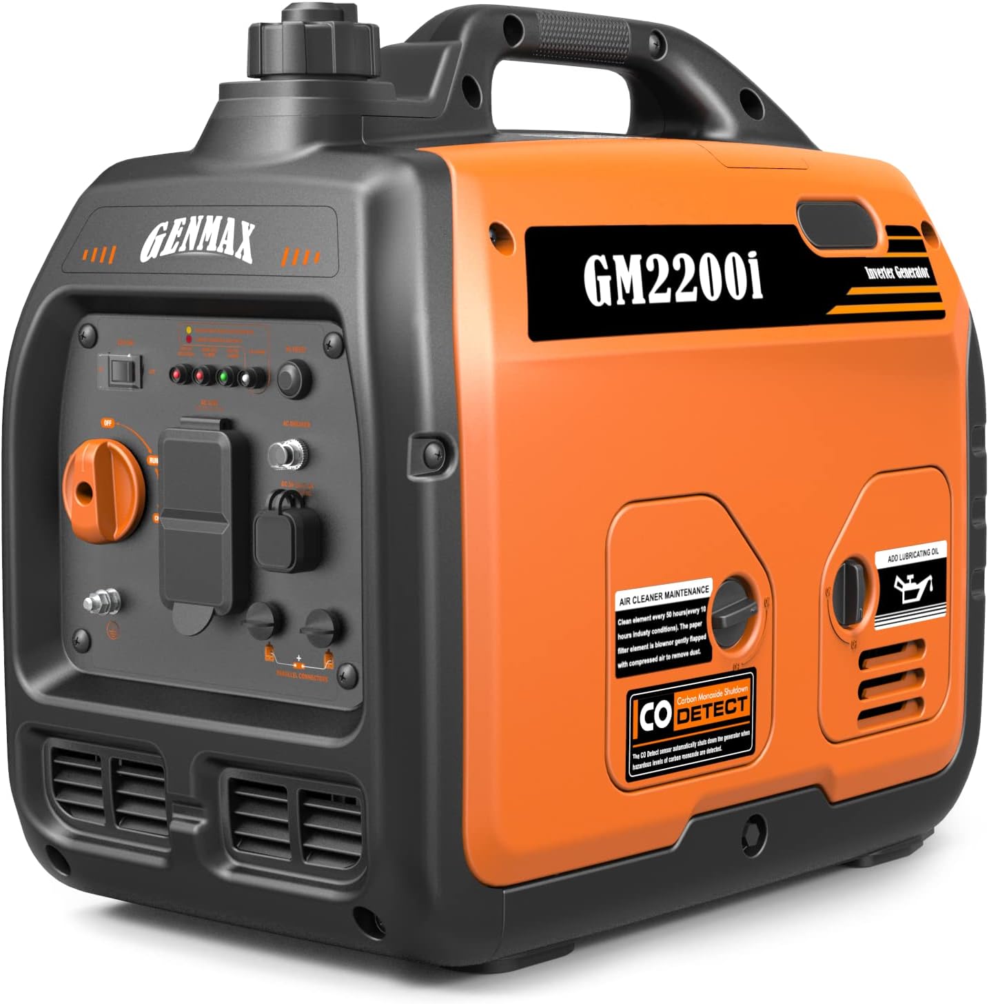 GENMAX Quiet Power Series Inverter Generator，Gas Powered, EPA Compliant, Eco-Mode Feature, Ultra Lightweight for Backup Home Use & Camping (GM5500i)
