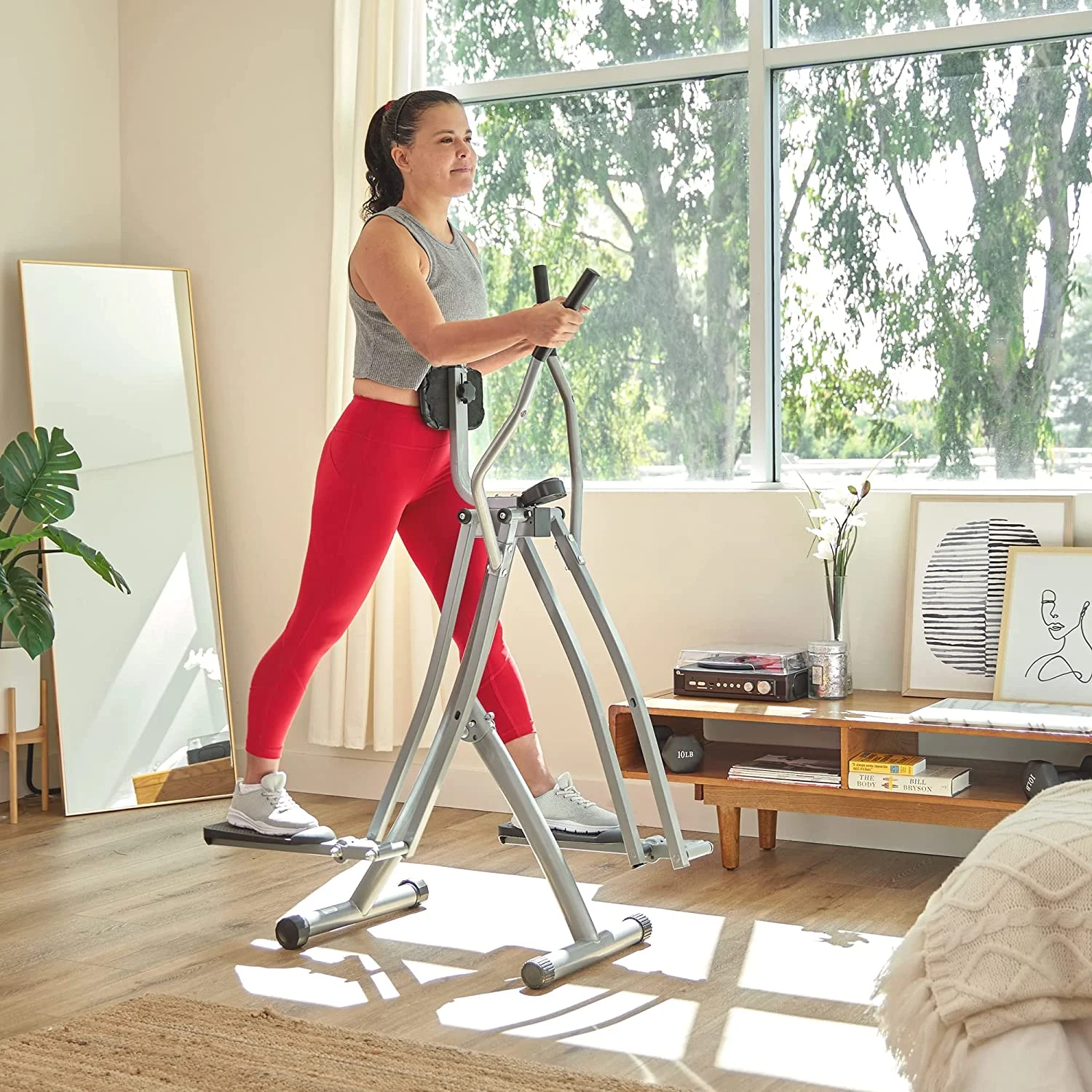 Air Walk Trainer Elliptical Machine Glider w/LCD Monitor, 220 LB Max Weight and 30 Inch Stride
