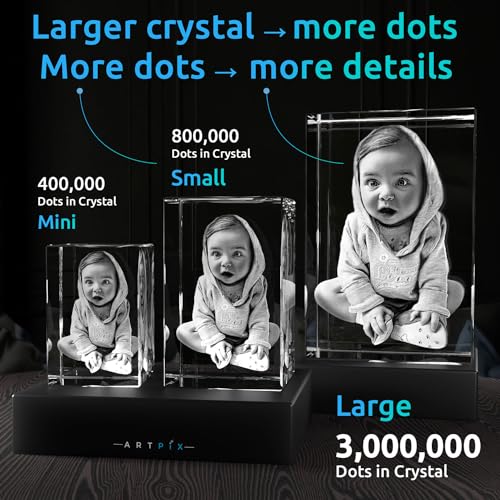 ArtPix 3D Premium Crystal Photo, Personalized Gifts for Mom, Women, Wife, Men, Her, Husband,Grandma, Great Customized Gift With Your Own Photo, Custom Birthday 3D Picture Rectangle, Couples Gifts